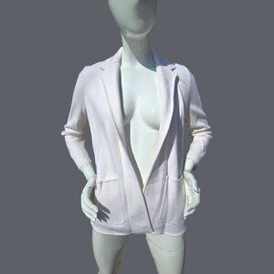 TALBOTS Cream  Notch Collar Sweater Blazer sz M Petite